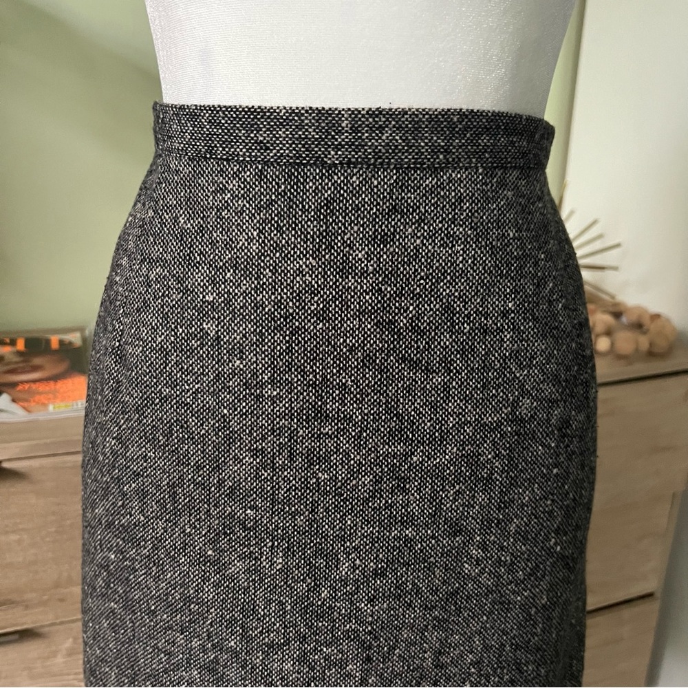 DRESS BARN Black Bow & Grey Vintage Wool Blend Midi Mini Pencil Formal Skirt 10 - Picture 7 of 16